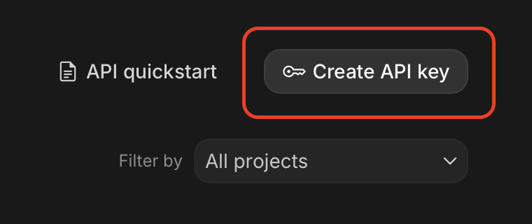 Create API key button in Google AI Studio
